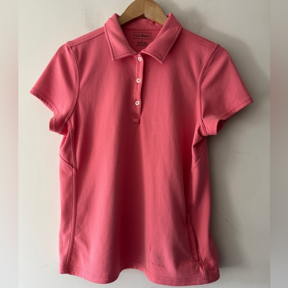 LL Bean Coral Pink Short Sleeve Polo Top